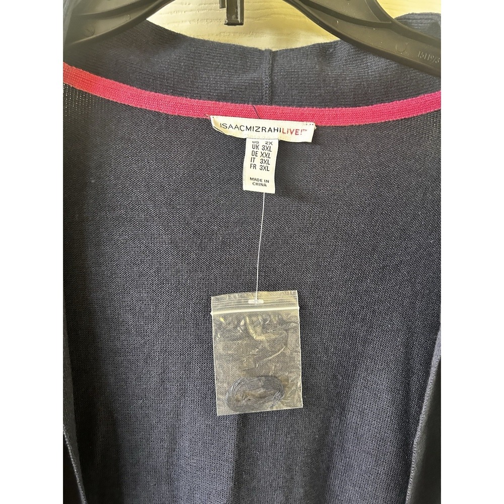 Isaac Mizrahi Live Cardigan Womens 2X Plus Navy Open Front LS Cotton Rayon New T - Picture 10 of 12